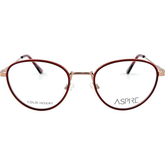 Aspire Unbothered Womens Eyeglass Frame Brick Transparent Gold - Picture 1 of 5